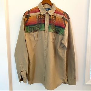 Polo khaki Aztec print shirt